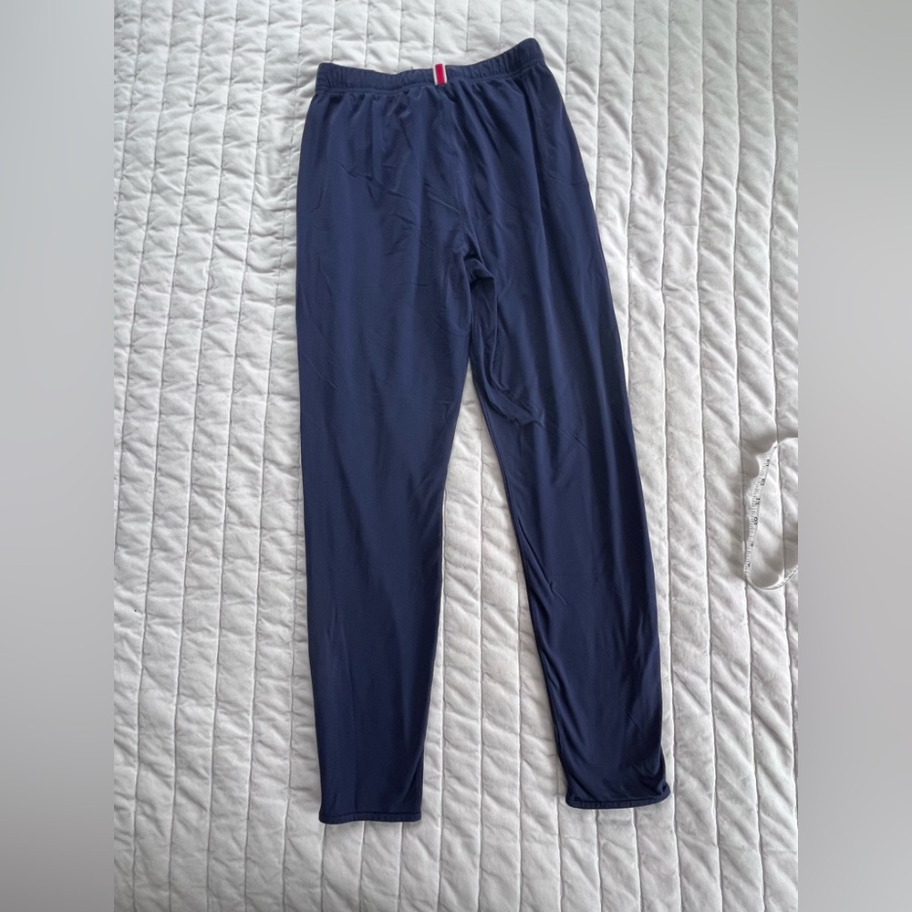 Tracksmith Turnover Track Pants with Off White Side Stripe, zip ankles. Size SM - Picture 11 of 11